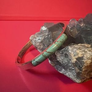 Vintage Turquoise Inlay Bangle Bracelet